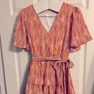 Boutique Ruffle minidress in SM dark peach